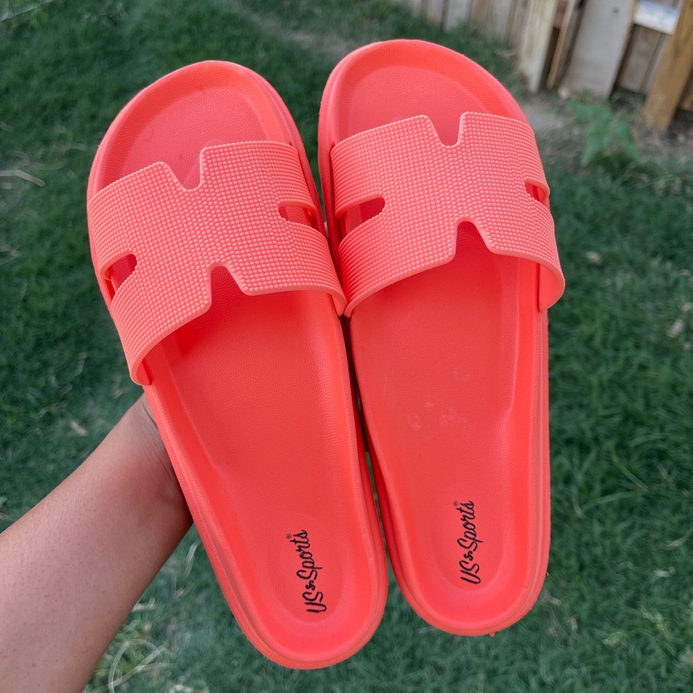 US Sporti Orange Slide Sandals for Womens Size 9/10
